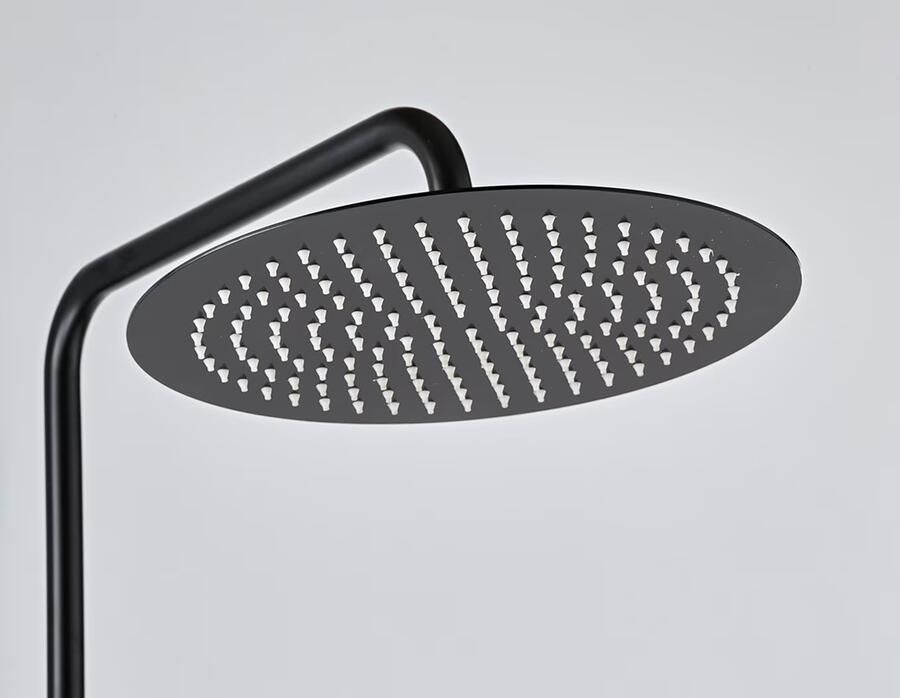 SaniClear Regendouche set Nero | Opbouw | Thermostaatkraan | 2-weg | Rond | Mat zwart