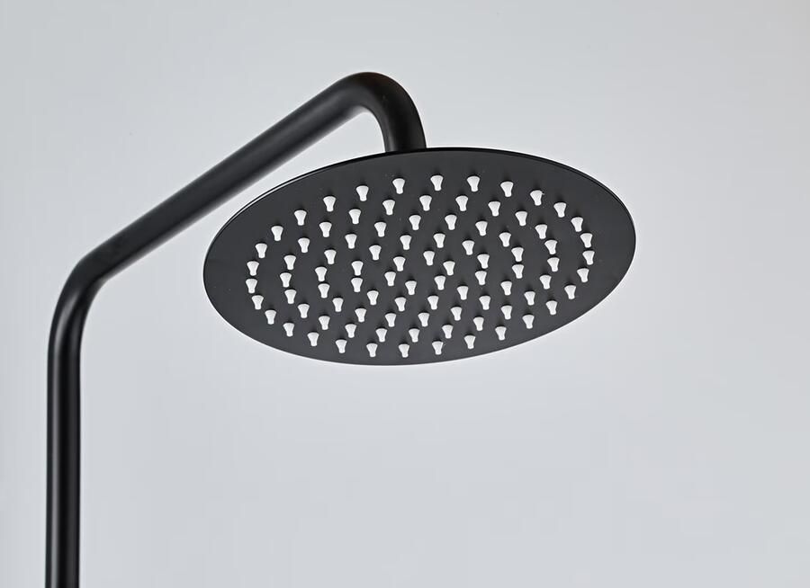 SaniClear Regendouche set Nero | Opbouw | Thermostaatkraan | 2-weg | Rond | Mat zwart