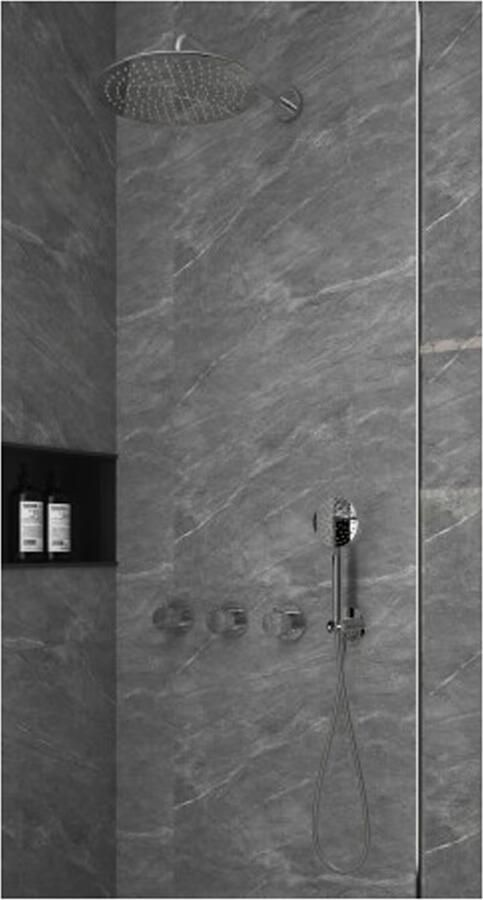 SaniClear Regendouche set Plus | Inbouw | Thermostaatkraan | Rond | Chroom - Foto 3