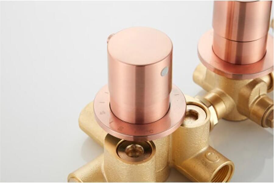 SaniClear Regendouche set Plus | Inbouw | Thermostaatkraan | Rond | Geborsteld koper - Foto 2