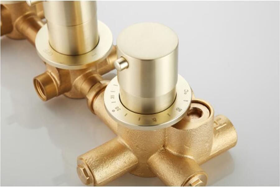 SaniClear Regendouche set Plus | Inbouw | Thermostaatkraan | Rond | Geborsteld messing - Foto 2