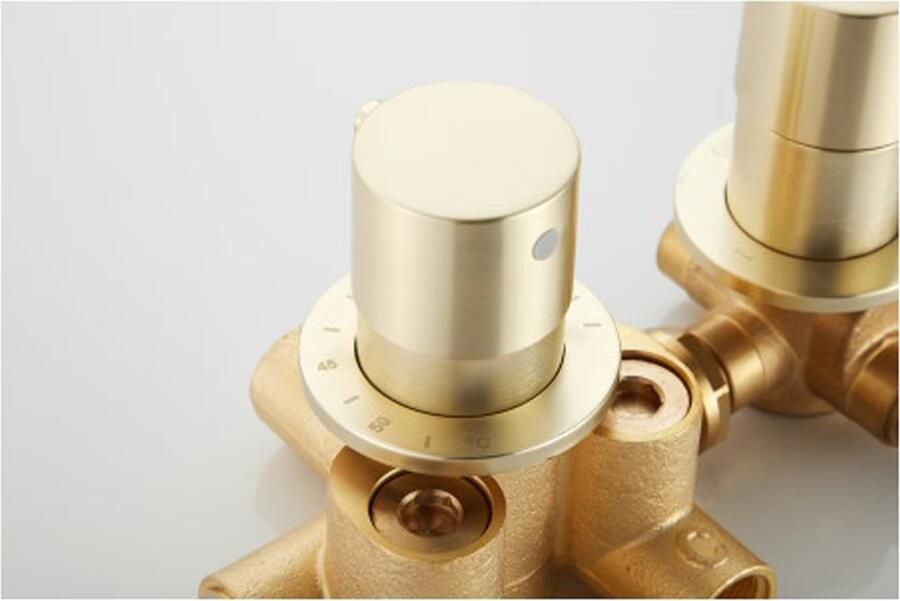 SaniClear Regendouche set Plus | Inbouw | Thermostaatkraan | Rond | Geborsteld messing - Foto 3