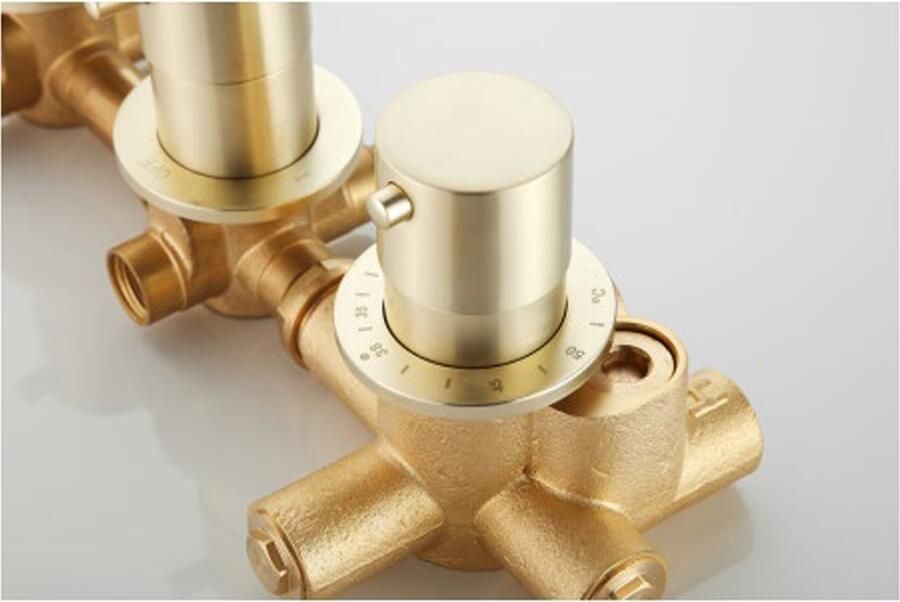 SaniClear Regendouche set Plus | Inbouw | Thermostaatkraan | Rond | Geborsteld messing