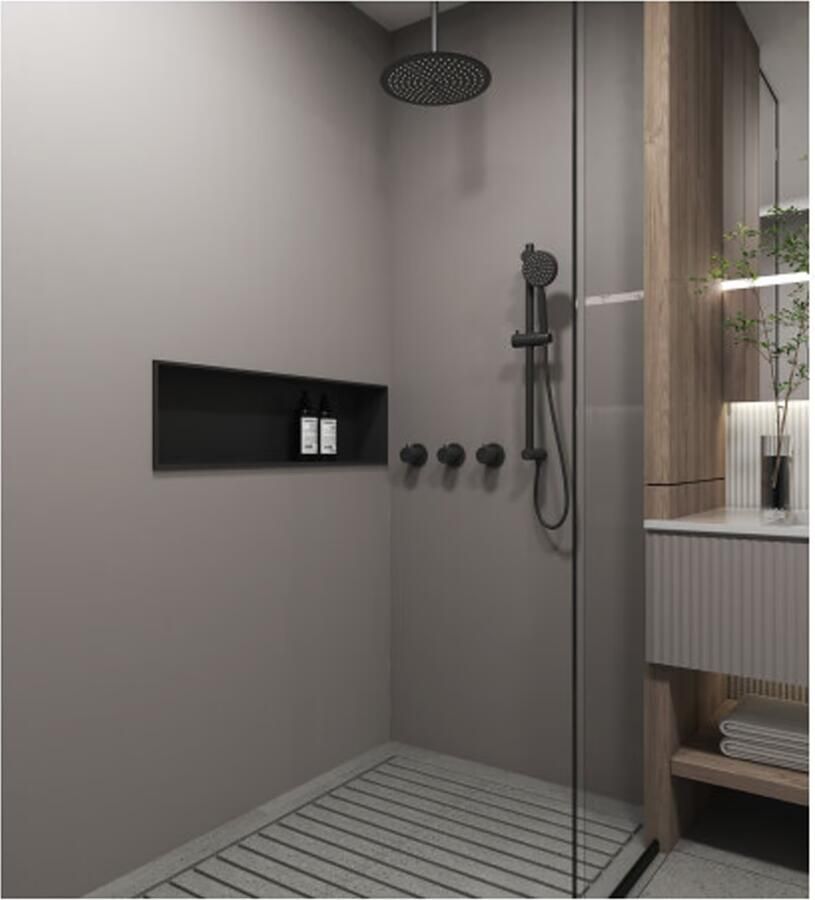 SaniClear Regendouche set Plus | Inbouw | Thermostaatkraan | Rond | Mat zwart - Foto 3