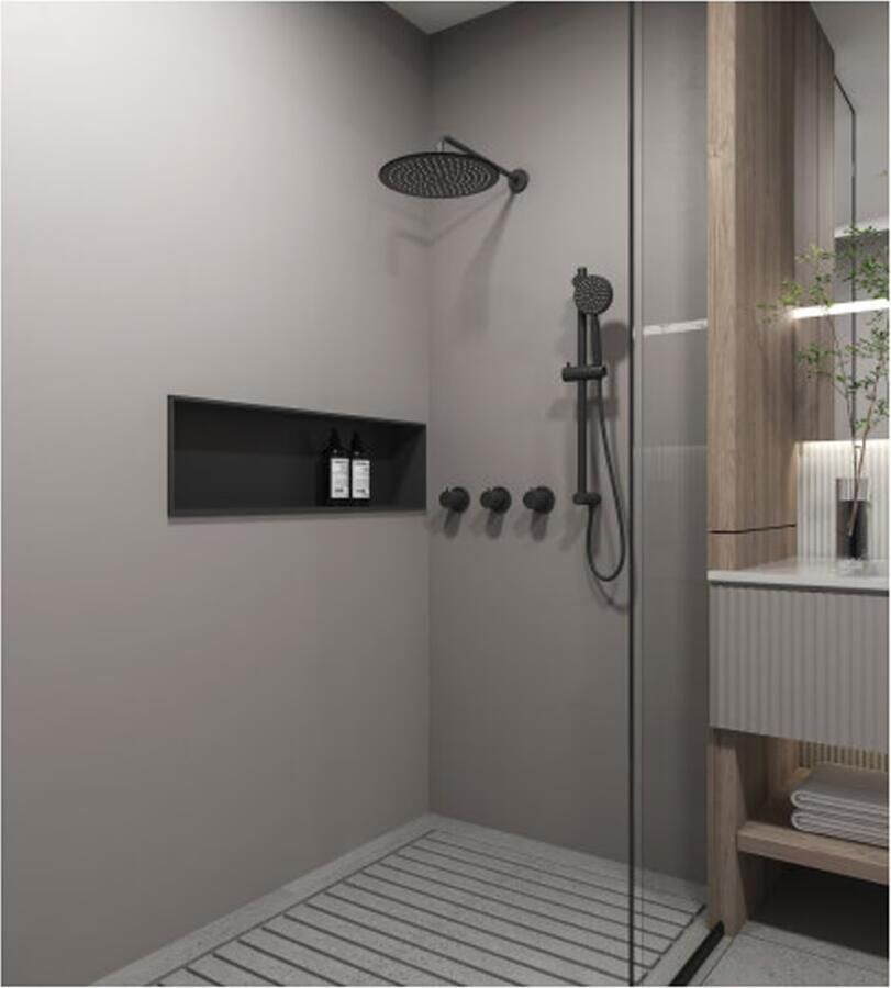 SaniClear Regendouche set Plus | Inbouw | Thermostaatkraan | Rond | Mat zwart - Foto 3