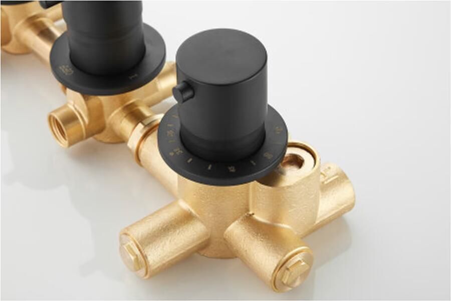 SaniClear Regendouche set Plus | Inbouw | Thermostaatkraan | Rond | Mat zwart