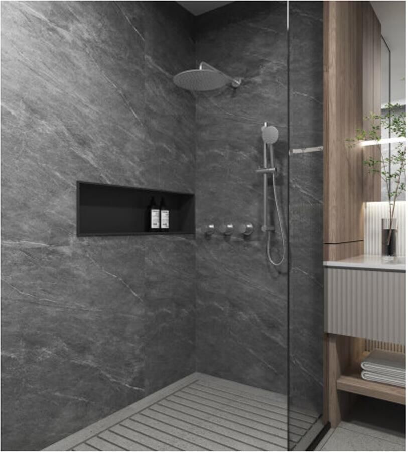 SaniClear Regendouche set Plus | Inbouw | Thermostaatkraan | Rond | RVS look - Foto 3