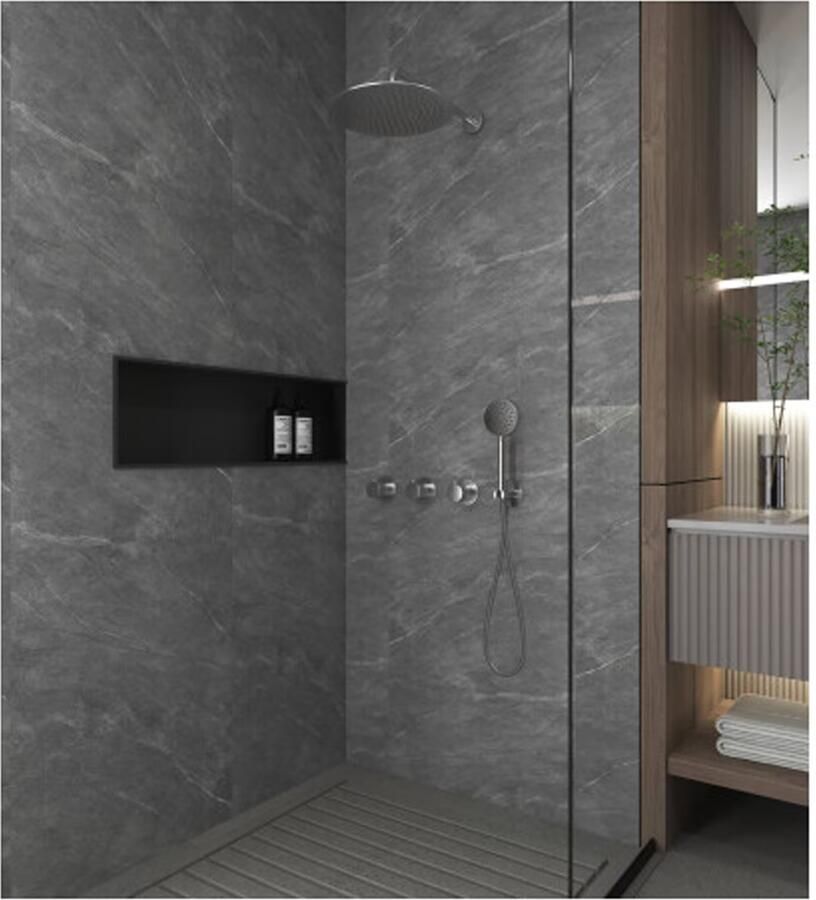 SaniClear Regendouche set Plus | Inbouw | Thermostaatkraan | Rond | RVS look - Foto 3