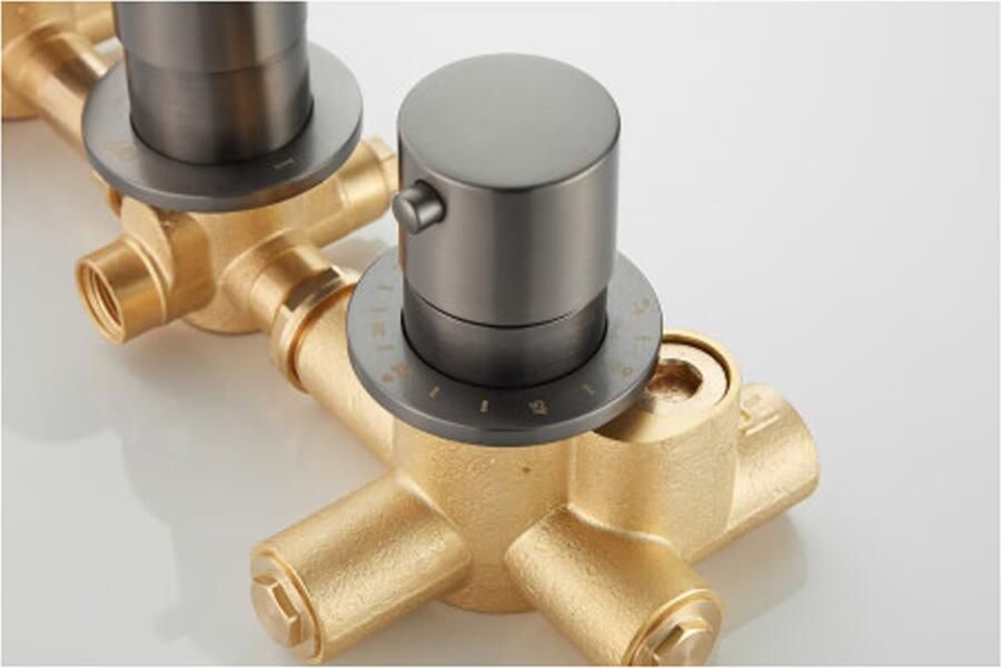 SaniClear Regendouche set Plus | Inbouw | Thermostaatkraan | Rond | Verouderd ijzer gunmetal