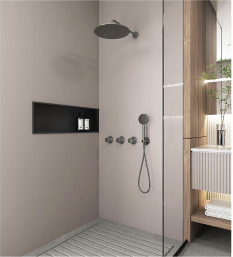 SaniClear Regendouche set Plus | Inbouw | Thermostaatkraan | Rond | Verouderd ijzer gunmetal - Foto 3