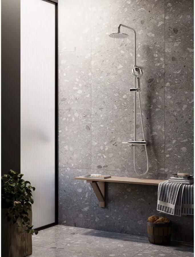 SaniClear Regendouche set Shine | Opbouw | Thermostaatkraan | 2-weg | Rond | Chroom