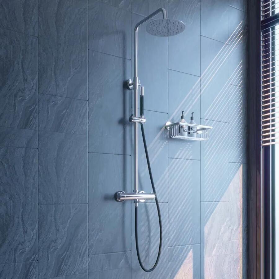 SaniClear Regendouche set Talpa Pro | Opbouw | 20 cm | Thermostaatkraan | 2-weg | Rond | Chroom