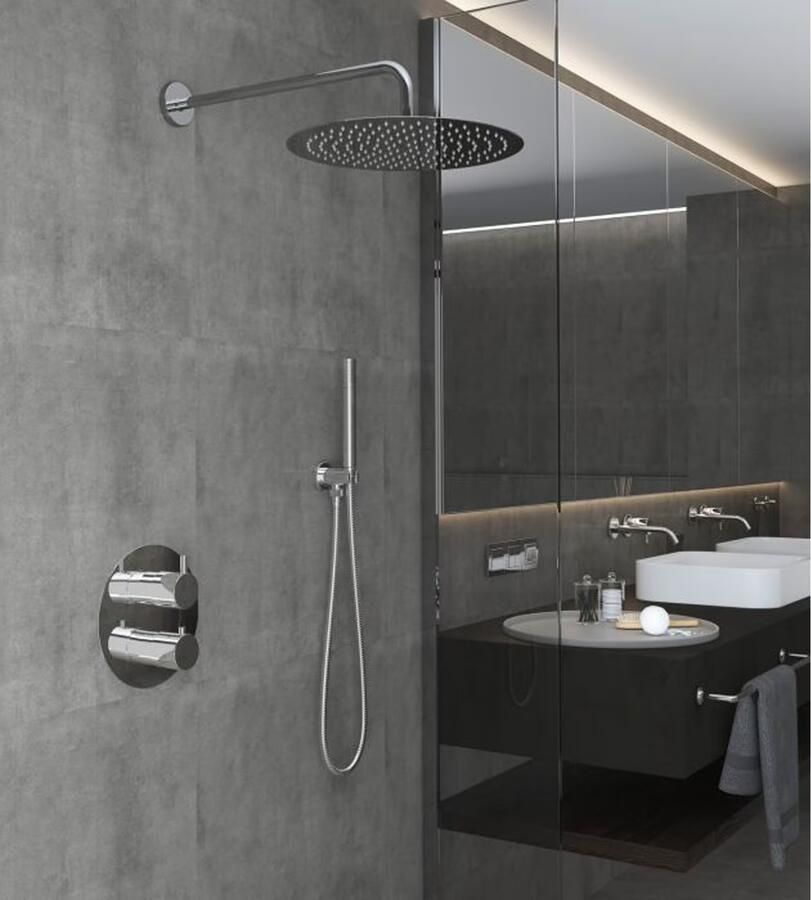 SaniClear Regendouche set Talpa | Inbouw | 30 cm | Thermostaatkraan | 2-weg | Rond | Chroom