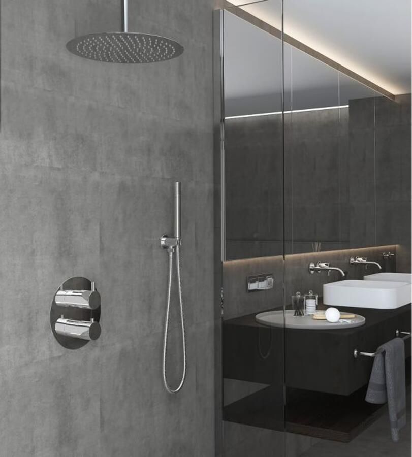 SaniClear Regendouche set Talpa | Inbouw | 30 cm | Thermostaatkraan | 2-weg | Rond | Chroom - Foto 2