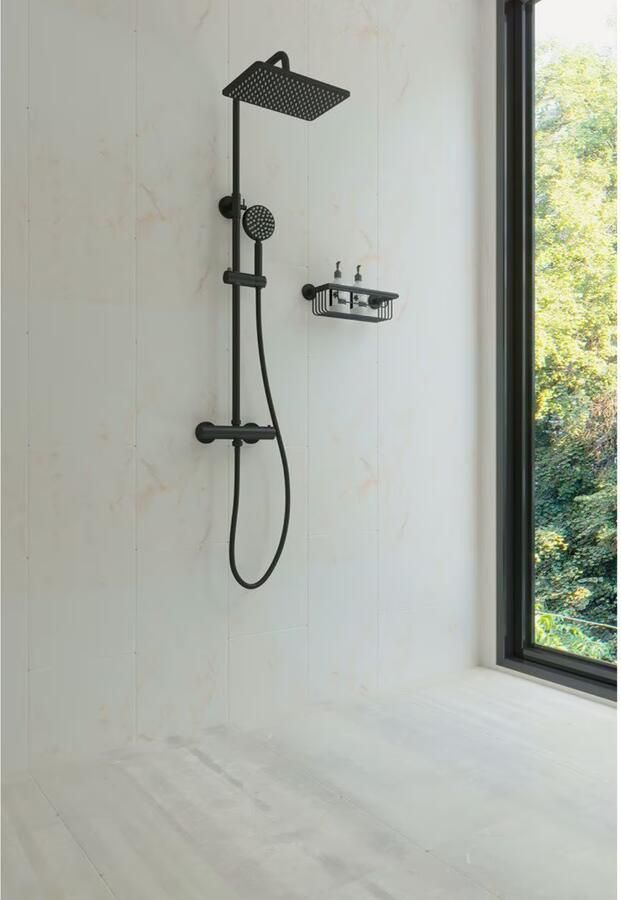 SaniClear Regendouche set Vision | Opbouw | Thermostaatkraan | 2-weg | Mat zwart