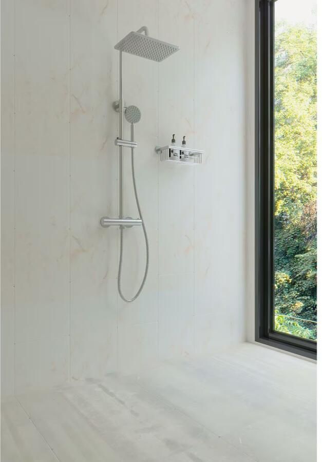 SaniClear Regendouche set Vision | Opbouw | Thermostaatkraan | 2-weg | RVS look