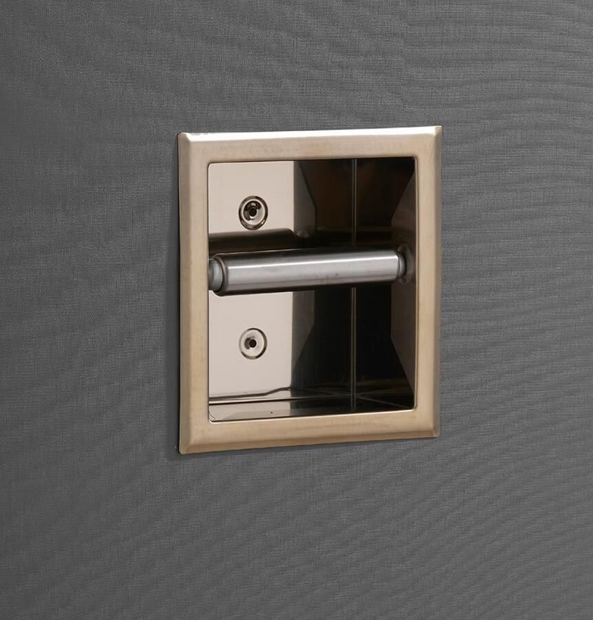 SaniClear Toilerolhouder Brass | Inbouw | Zonder klep | Messing | Vierkant | Geborsteld messing Mat goud - Foto 3