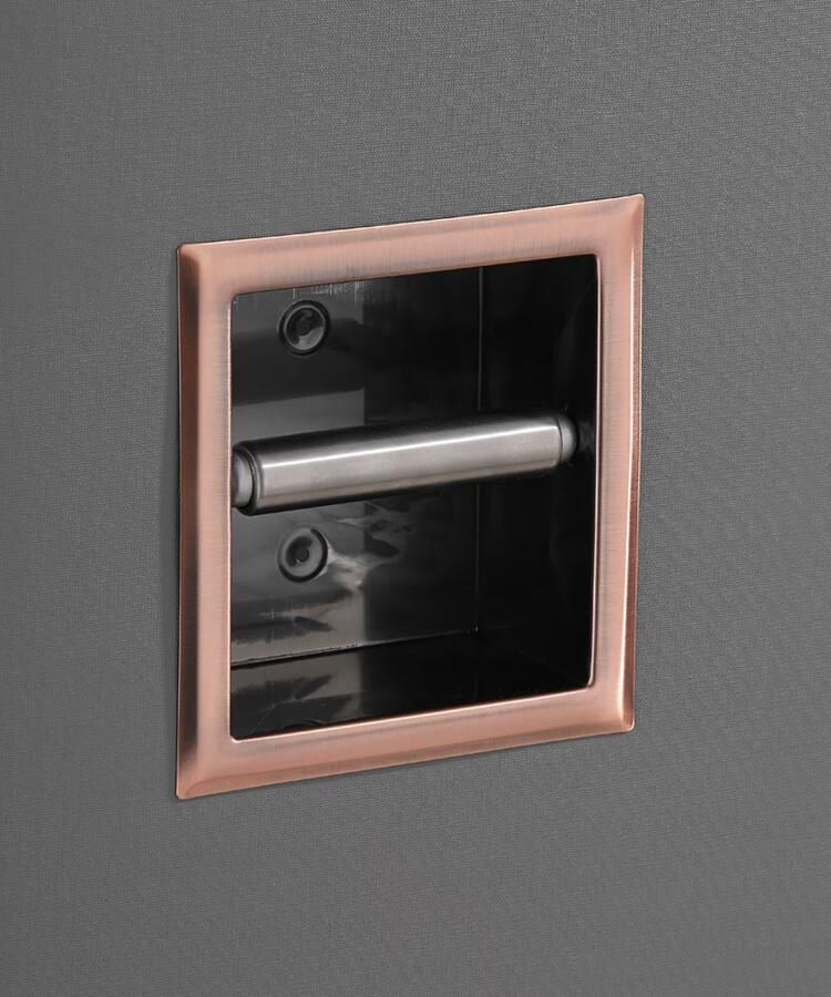 SaniClear Toilerolhouder Copper | Inbouw | Zonder klep | Messing | Vierkant | Geborsteld koper - Foto 2