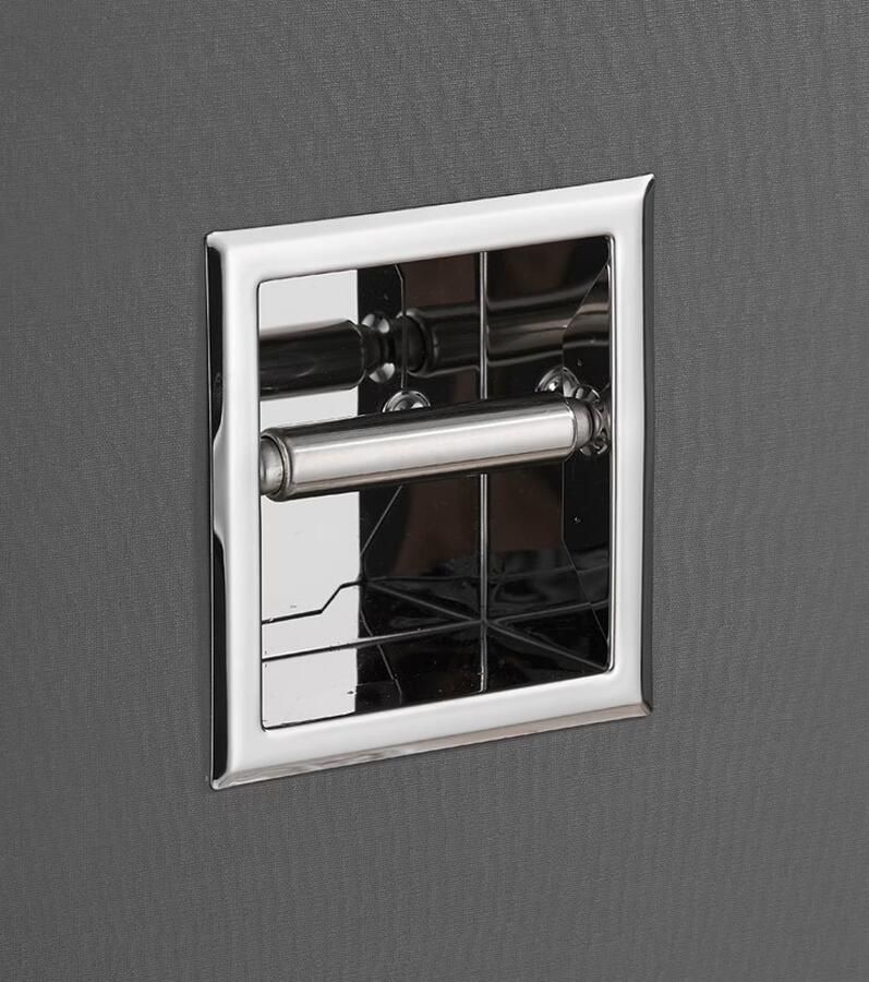 SaniClear Toilerolhouder Shine | Inbouw | Zonder klep | Messing | Vierkant | Chroom - Foto 2