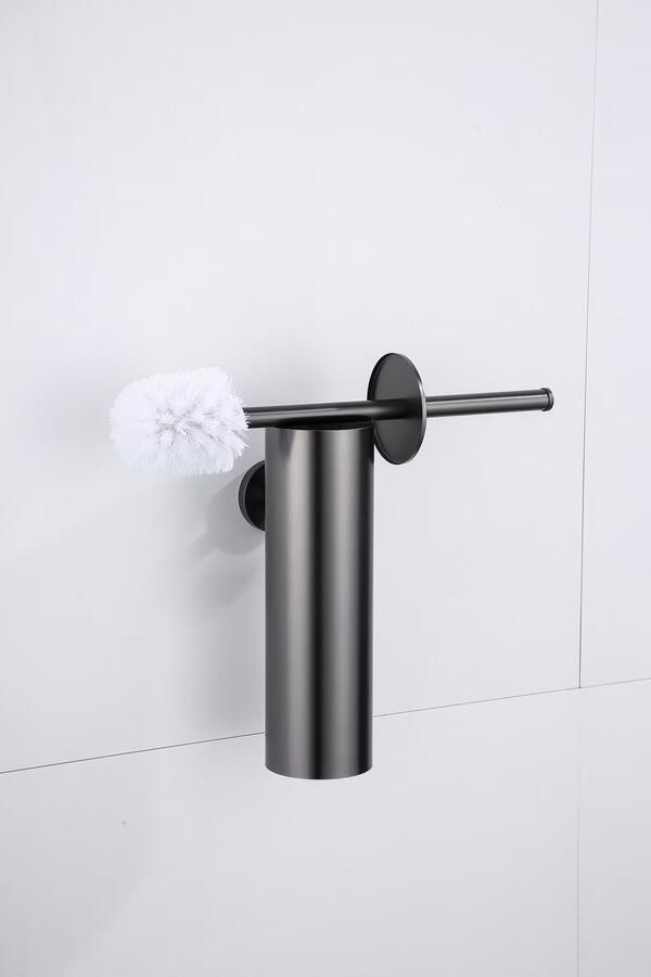 SaniClear Toiletborstel Iron | Wandmontage | Messing | Rond | Verouderd ijzer Gunmetal - Foto 2