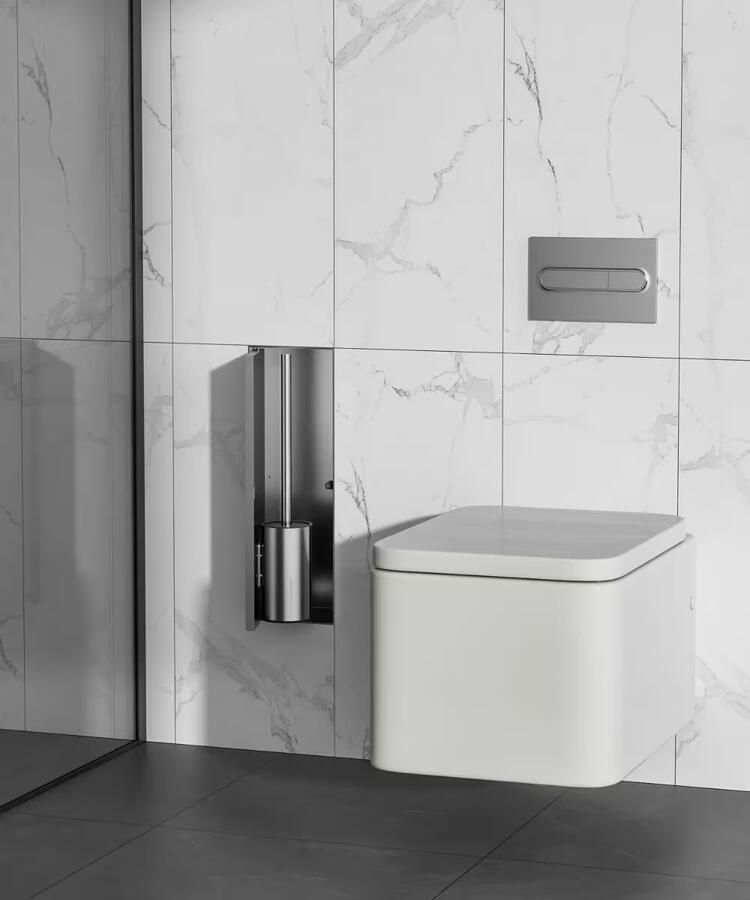 SaniClear Toiletborstelset Hide | Inbouw | Betegelbaar | RVS