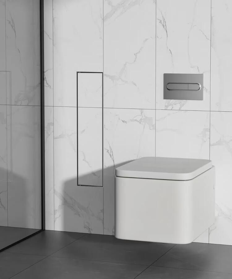 SaniClear Toiletborstelset Hide | Inbouw | Met rolhouder | Betegelbaar | RVS - Foto 2