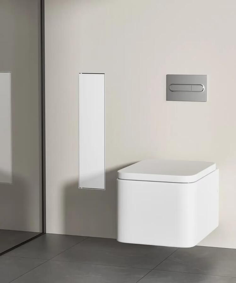 SaniClear Toiletborstelset Hide | Inbouw | Met rolhouder | Mat wit - Foto 2
