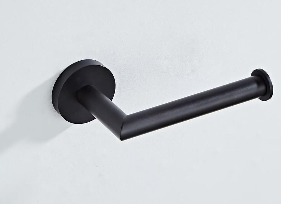 SaniClear Toiletrolhouder Nero | Messing | Rond | Mat zwart - Foto 3