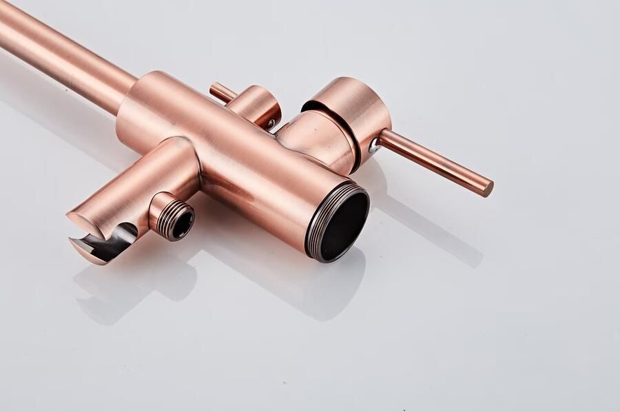 SaniClear Vrijstaande badkraan Copper Pro | Hoogte uitloop 100 cm | Draaibare uitloop | Mengkraan | Rond | Geborsteld koper