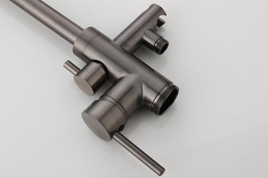 SaniClear Vrijstaande badkraan Iron Pro | Hoogte uitloop 100 cm | Draaibare uitloop | Mengkraan | Rond | Verouderd ijzer Gunmetal - Foto 3