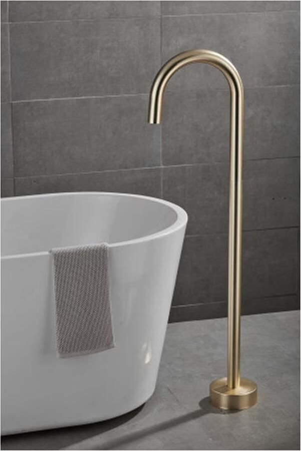 SaniClear Vrijstaande badkraan Plus | Draaibare uitloop | Thermostaatkraan | Rond | Goud - Foto 2