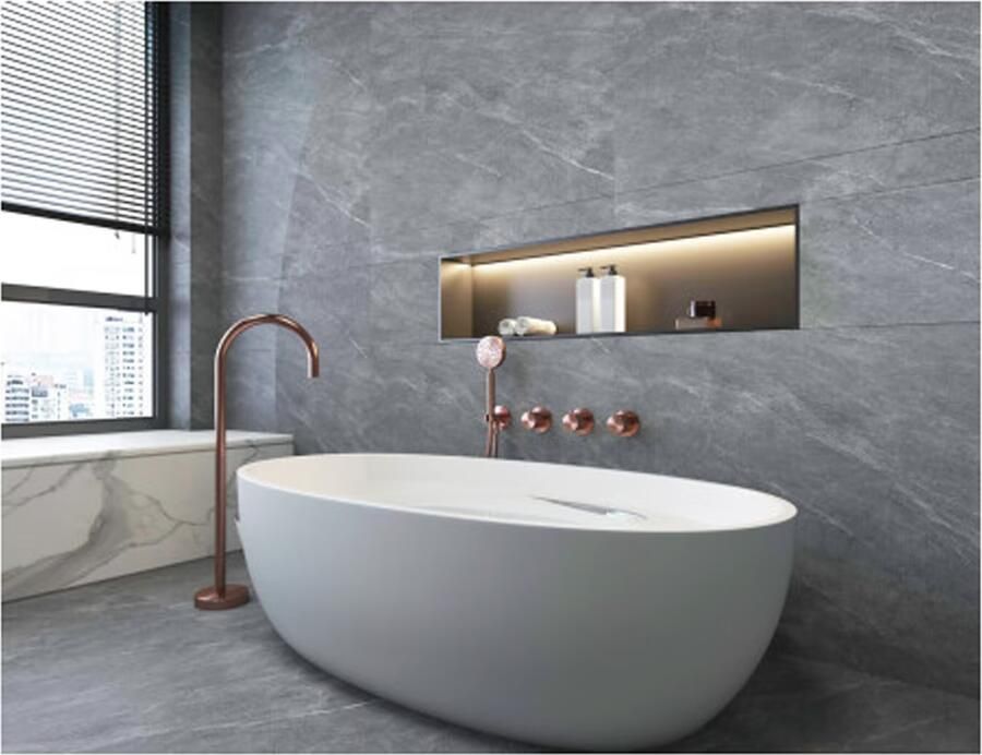 SaniClear Vrijstaande badkraan Plus | Draaibare uitloop | Thermostaatkraan | Rond | Koper - Foto 3