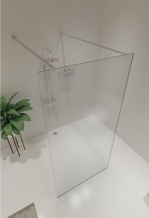 SaniClear Vrijstaande douchewand Redro | 120x200 cm | Helder glas | Chroom beslag - Foto 2