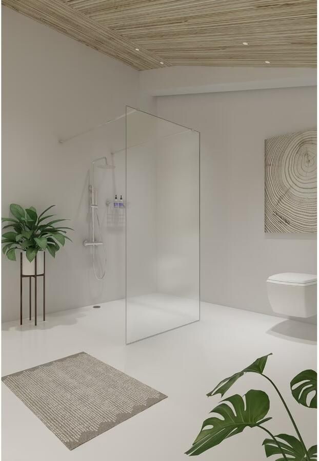 SaniClear Vrijstaande douchewand Redro | 120x200 cm | Helder glas | Chroom beslag