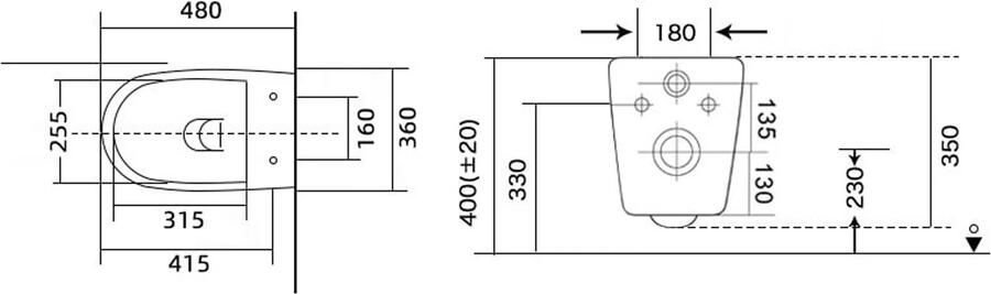 SaniClear Wandcloset Jama | 48 cm | Rimless | Incl.Softclose zitting | Keramiek | Wit glans