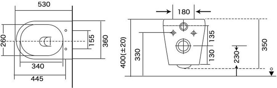 SaniClear Wandcloset Jama | 53 cm | Rimless | Incl.Softclose zitting | Keramiek | Wit glans - Foto 2