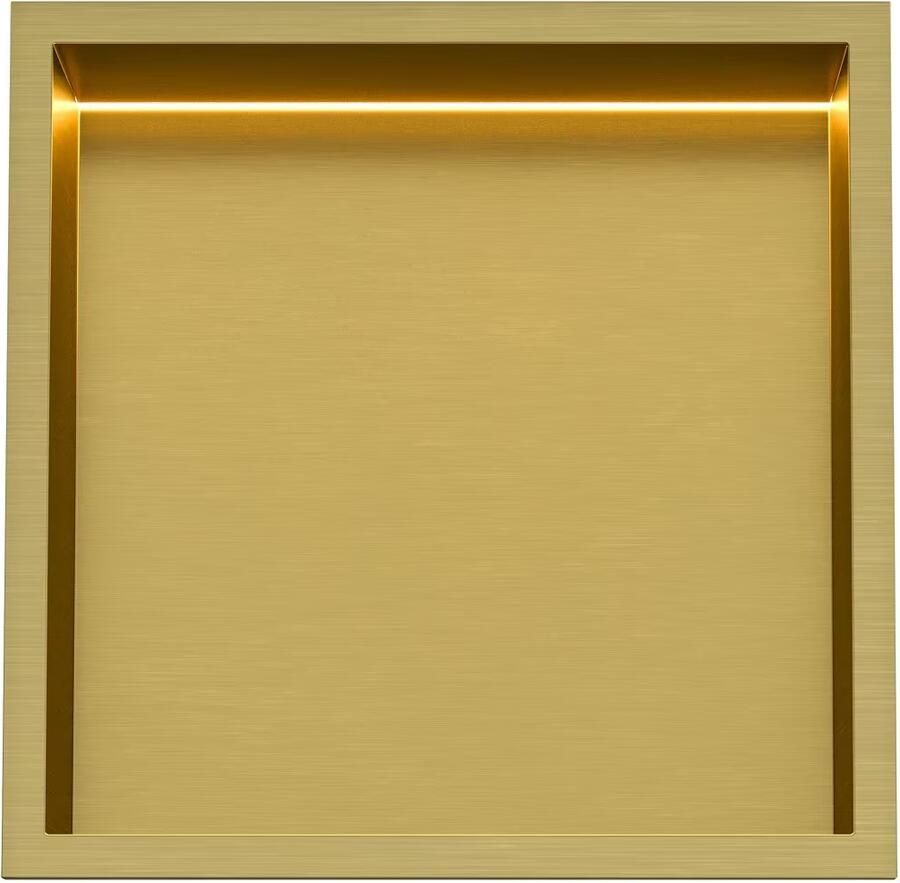 SaniClear Wandnis Lucio | Inbouw | 30x30x7 cm | Met verlichting | 1 vak | Geborsteld messing mat goud - Foto 3