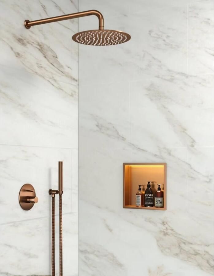 SaniClear Wandnis Lucio | Inbouw | 30x30x7 cm | Met verlichting | 1 vak | Rose - Foto 2