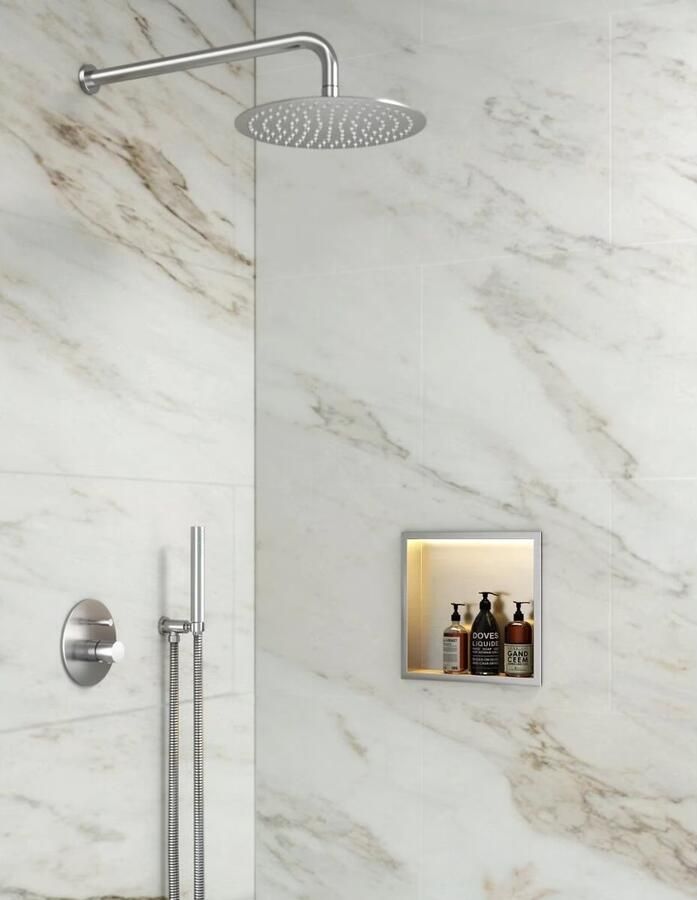 SaniClear Wandnis Lucio | Inbouw | 30x30x7 cm | Met verlichting | 1 vak | RVS look - Foto 2