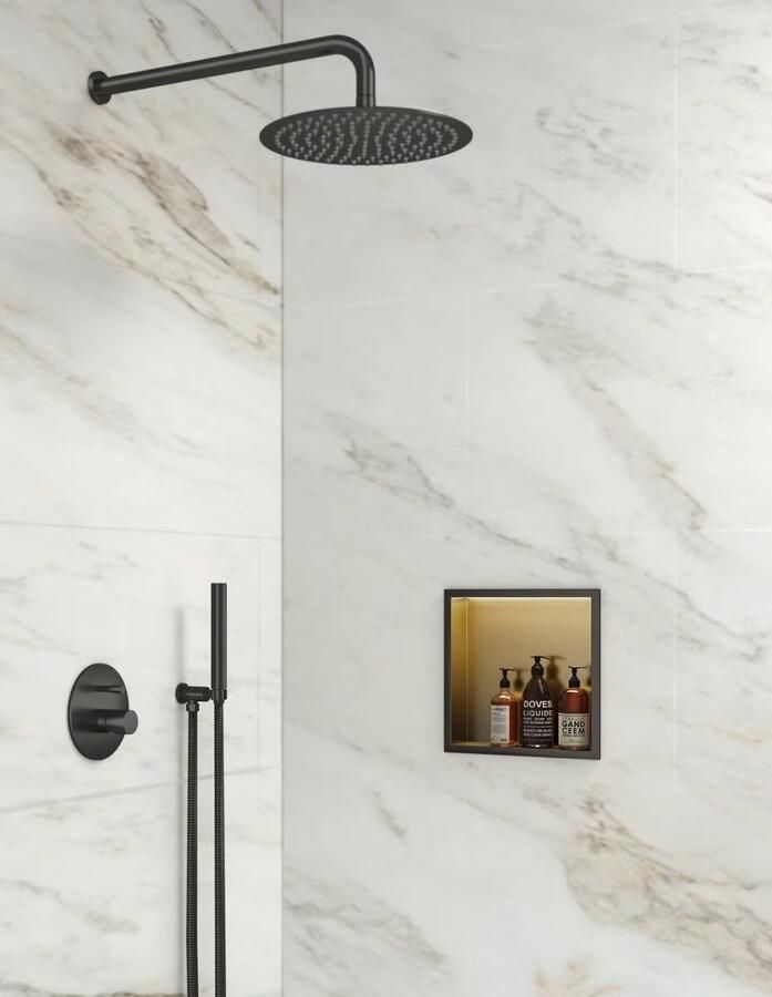 SaniClear Wandnis Lucio | Inbouw | 30x30x7 cm | Met verlichting | 1 vak | Verouderd ijzer Gunmetal - Foto 2