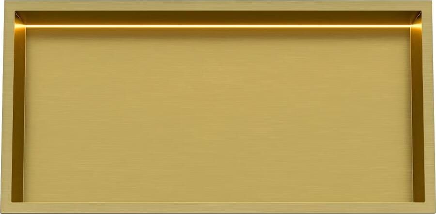 SaniClear Wandnis Lucio | Inbouw | 30x61x7 cm | Met verlichting | 1 vak | Geborsteld messing mat goud - Foto 2
