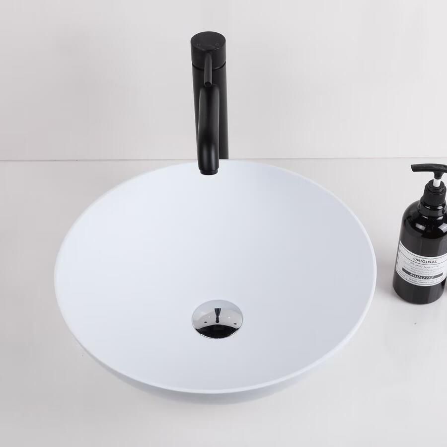 SaniClear Waskom Carpio | 39 cm | Solid surface | Rond | Wit mat - Foto 2