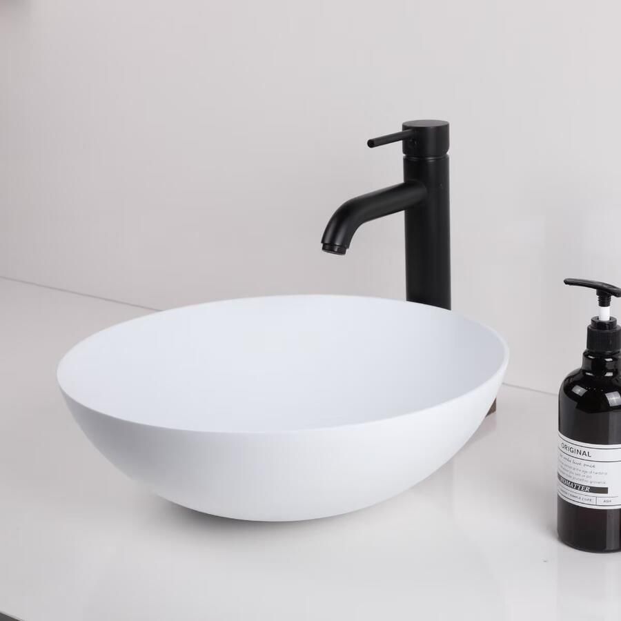 SaniClear Waskom Carpio | 39 cm | Solid surface | Rond | Wit mat - Foto 3