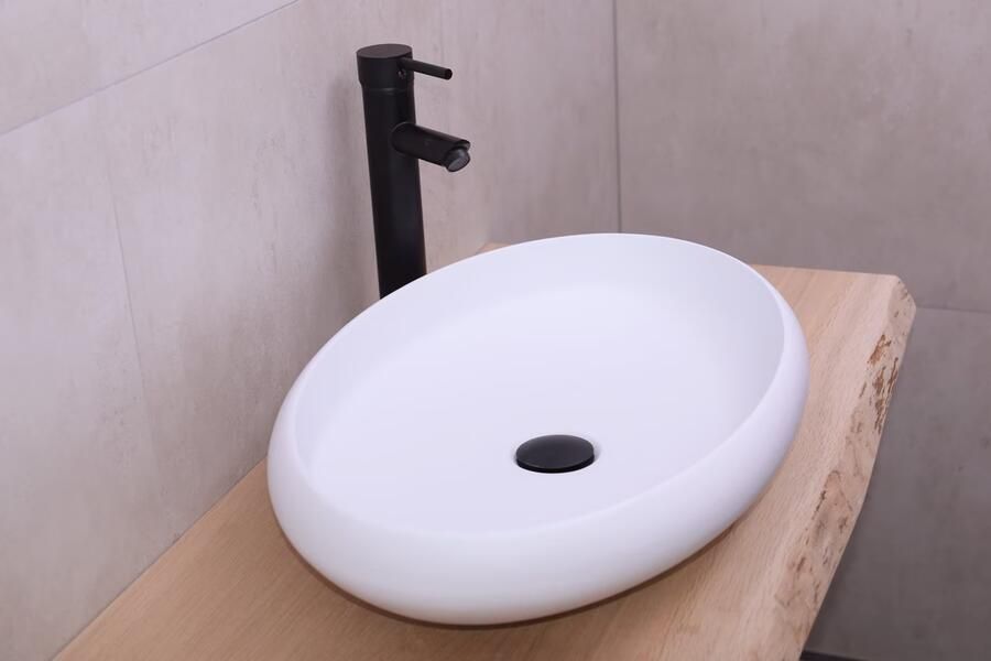 SaniClear Waskom Enjoy | 60x11x40 cm | Solid Surface | Vrijstaand | Ovaal | Wit mat - Foto 2