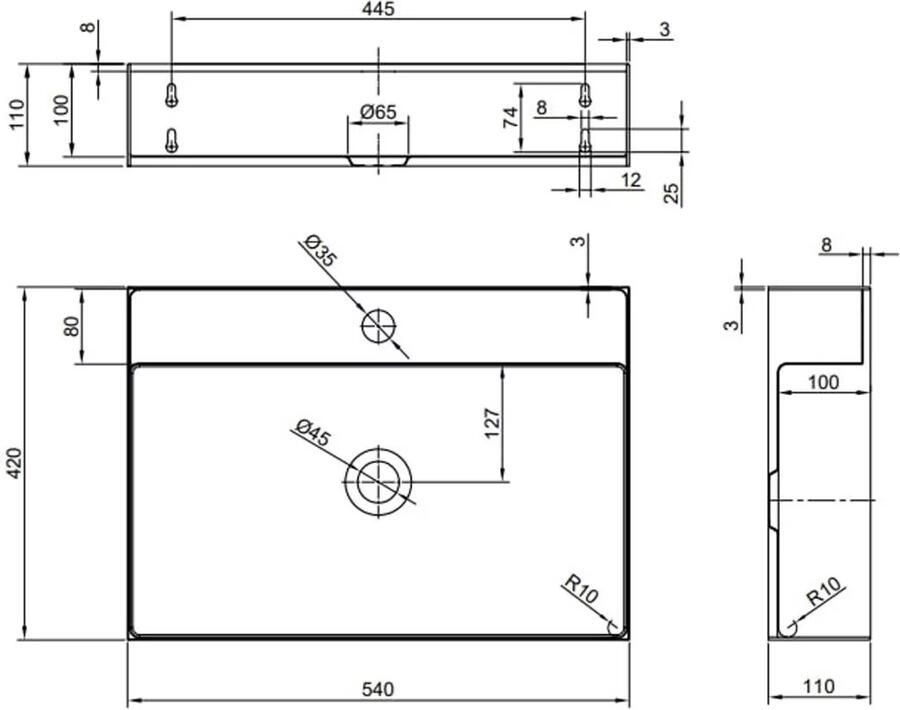 SaniClear Waskom Maido | Rechthoekig | Rose goud