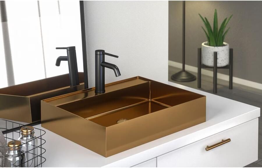 SaniClear Waskom Maido | Rechthoekig | Rose goud - Foto 2