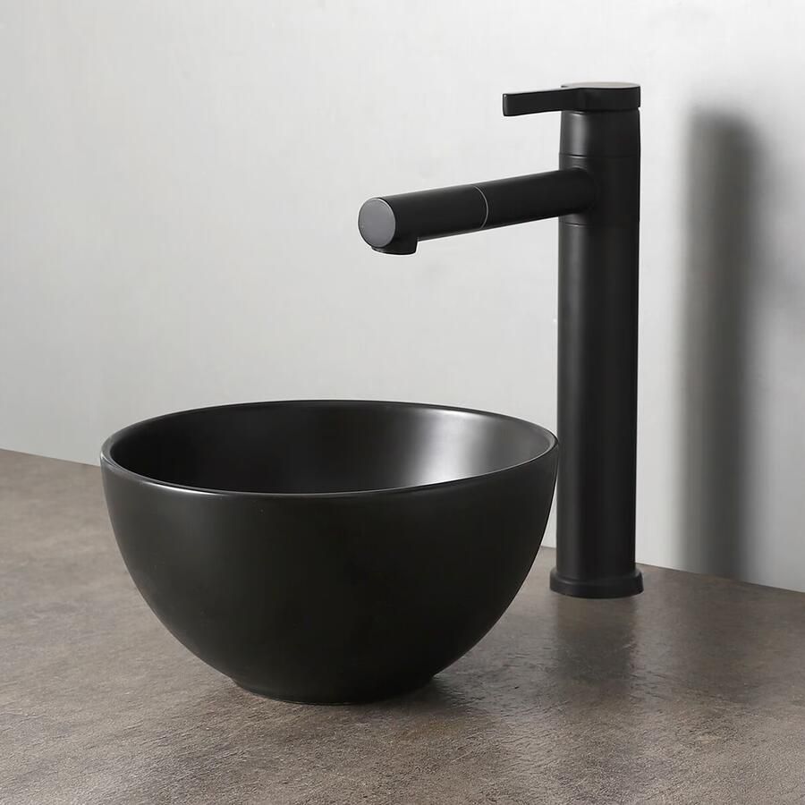 SaniClear Waskom Micro | 23 cm | Keramiek | Vrijstaand | Rond | Mat zwart - Foto 3