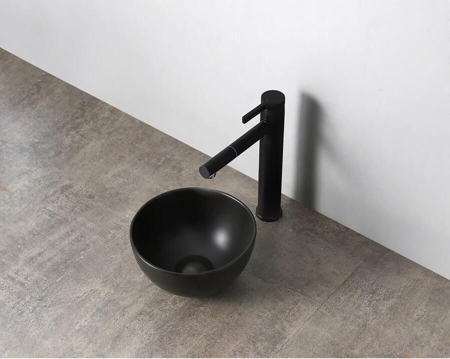 SaniClear Waskom Micro | 23 cm | Keramiek | Vrijstaand | Rond | Mat zwart - Foto 2