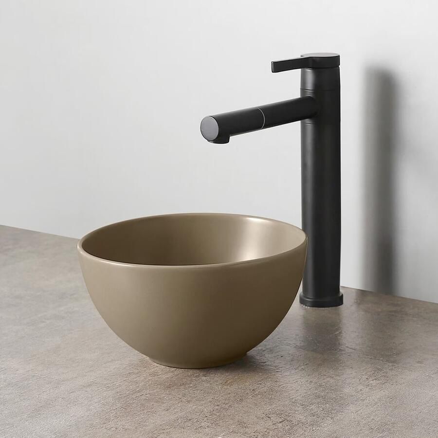 SaniClear Waskom Micro | 23 cm | Keramiek | Vrijstaand | Rond | Taupe - Foto 3