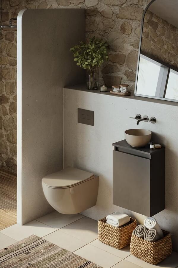 SaniClear Waskom Micro | 23 cm | Keramiek | Vrijstaand | Rond | Taupe - Foto 2